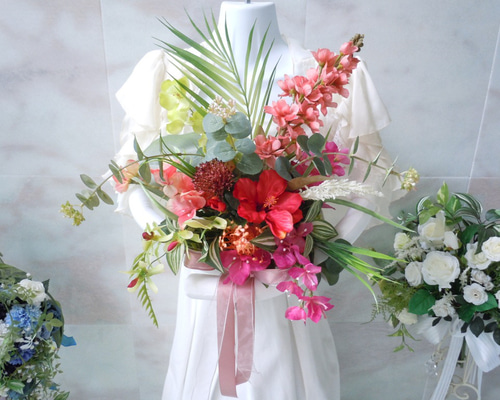 花　アートフラワーブーケ　アートフラワー　花　立体　ハイビスカス　ウリズン 花 アートフラワーブーケ アートフラワー 花 立体 ハイビスカス ウリズン