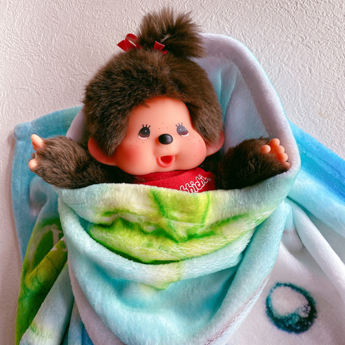 海の生き物】イルカのふわふわブランケット 癒しの絵 出産祝い