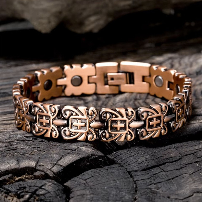 クロス 電磁波対策  純銅 磁気 ブレスレット 銅ブレスレット 手作り血行促進 関節炎 ハンドメイド SSP163