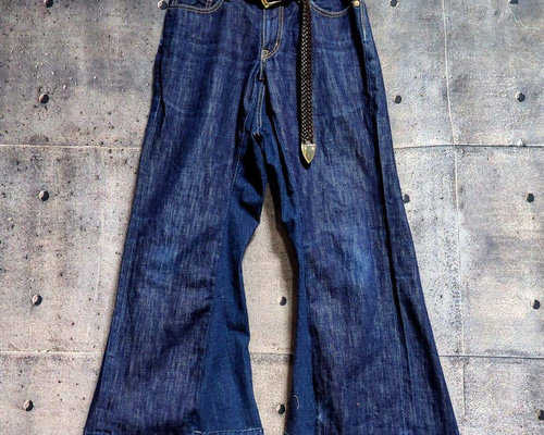 リメイクデニム特殊ドッキングワイドバルーンパンツフレアワイドパンツ b39908650c07d8fce12de3f6d155f7