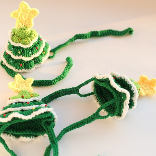 EMY's Gallery 猫帽子 犬帽子 カギ編み クリスマス クリスマスツリー