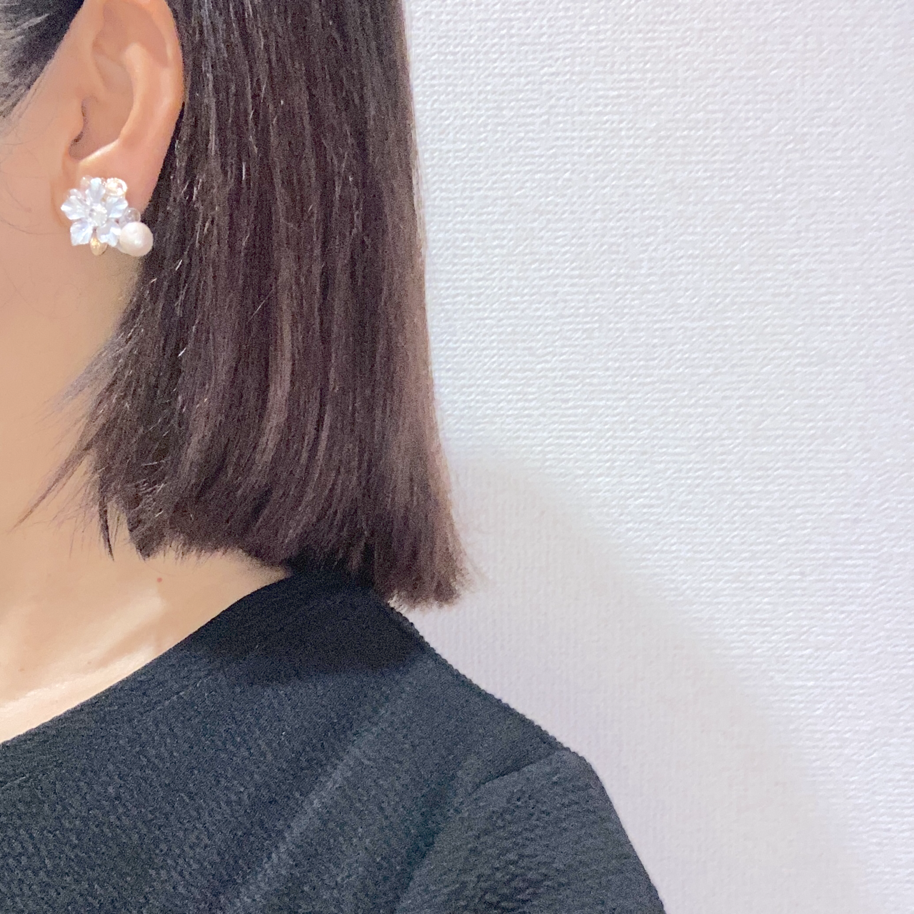 【2wayイヤリング】手染めレース　お花　パール　結婚式　成人式　和装　ウエディング　ブライダル　結婚式545