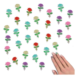 ネイルパーツ 花 12mm 蓄光 ミックス 混色 100個 フラワー 葉っぱ 艶