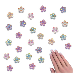 ネイルパーツ 花 6mm オーロラ ミックス 薄型 100個 小さめ フラワー