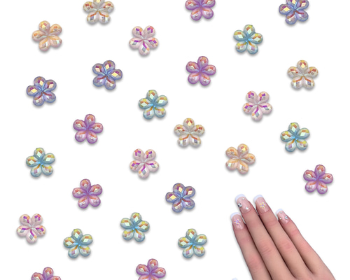 3dネイルパーツ ネイル ミニチュア デコパーツ ネイルパーツ 花 6mm オーロラ ミックス 薄型 100個 小さめ