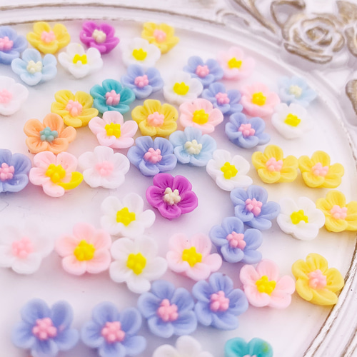 ネイルパーツ 花 8mm パステル 蓄光 100個 ミックス 小さめ フラワー
