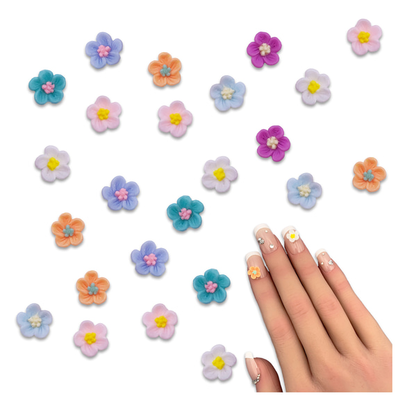 ネイルパーツ 花 8mm パステル 蓄光 100個 ミックス 小さめ
