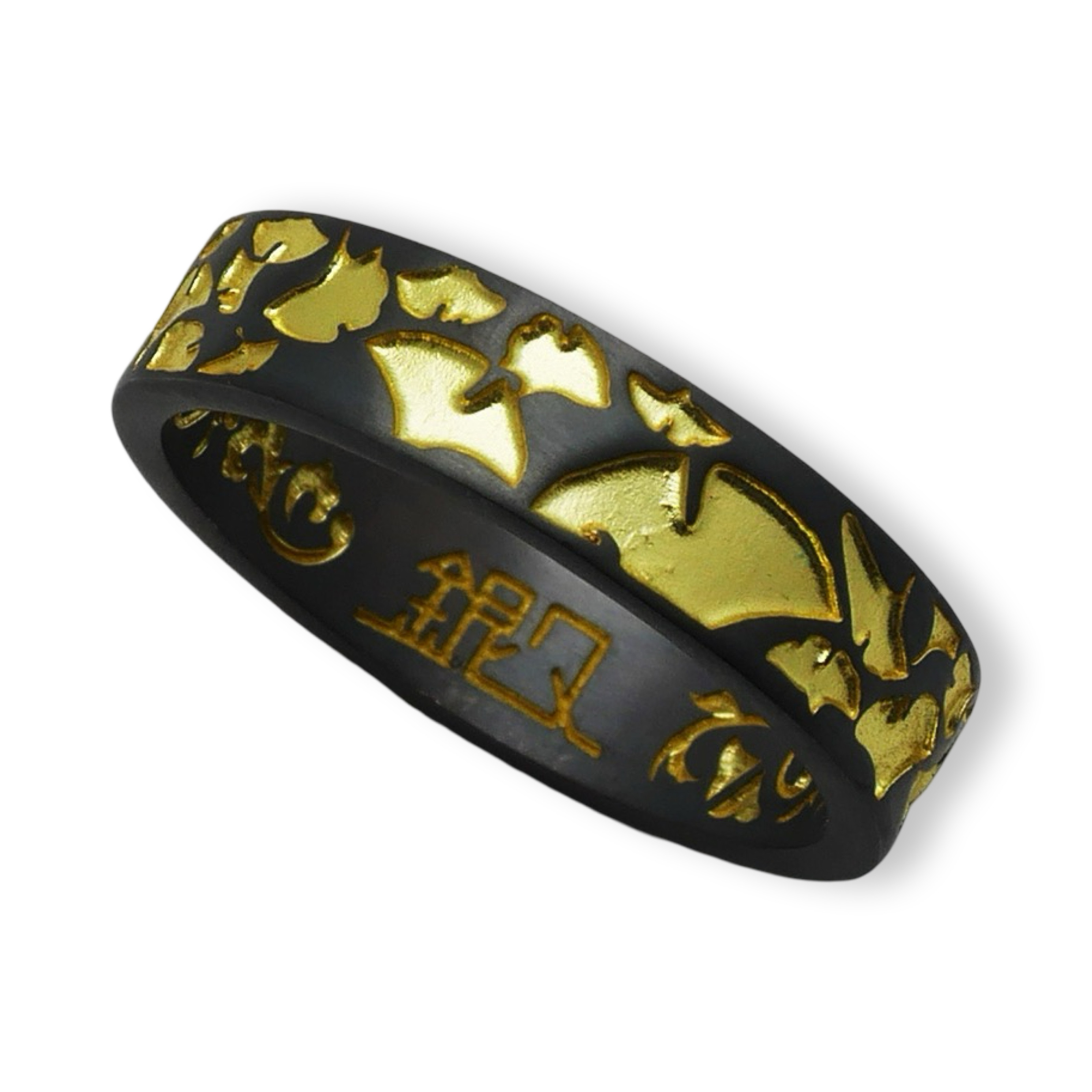 シンプルイチョウシルバーリング【夜空ゴールドイエロー】