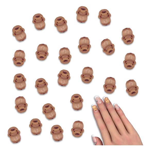 ネイルパーツ クマ アニマル 11mm 茶色 50個 熊 動物 ぷっくり 樹脂