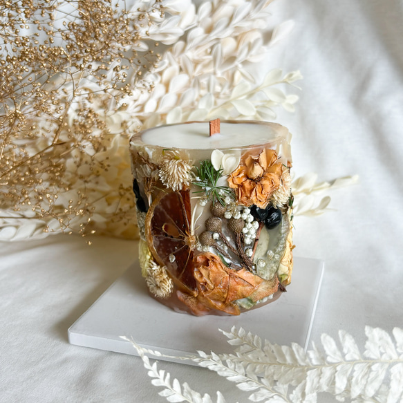ボタニカルソイキャンドル 自然素材使用 お花たっぷり秋のボタニカル