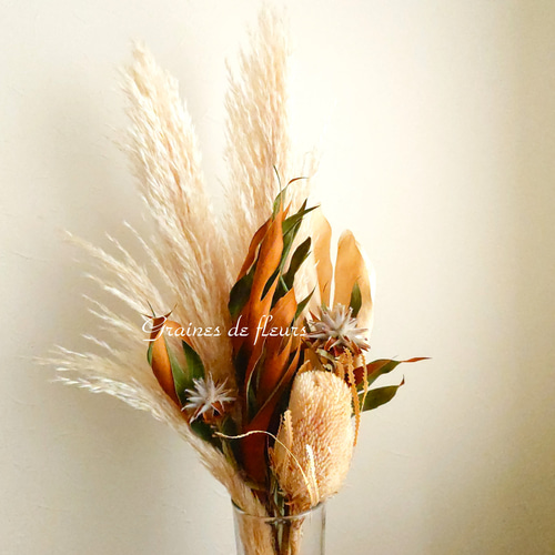 パンパスグラス&スワッグセット インテリア 白✕ブラウン ドライ