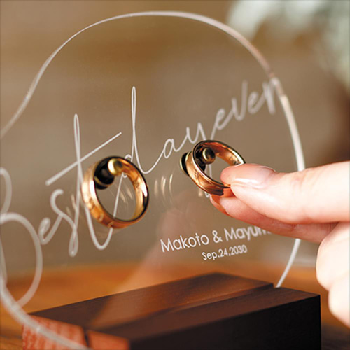 アクリル リングピロー 木製スタンド付き 名入れ リングピロー ピュア