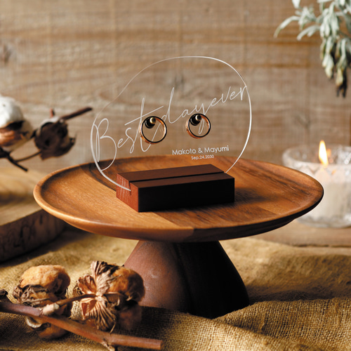 アクリル リングピロー 木製スタンド付き 名入れ リングピロー ピュア