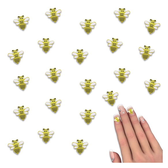 ネイル用デコパーツ Ｂ ネイルパーツ 蜂 昆虫 10mm 黄色 ハチ 50個 生き物 羽