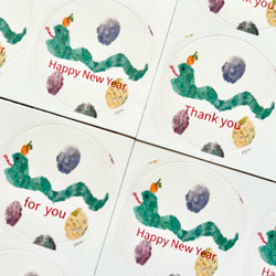 透明水彩画 ちぎり絵「へびさん 丸シール48枚」2025年 巳年