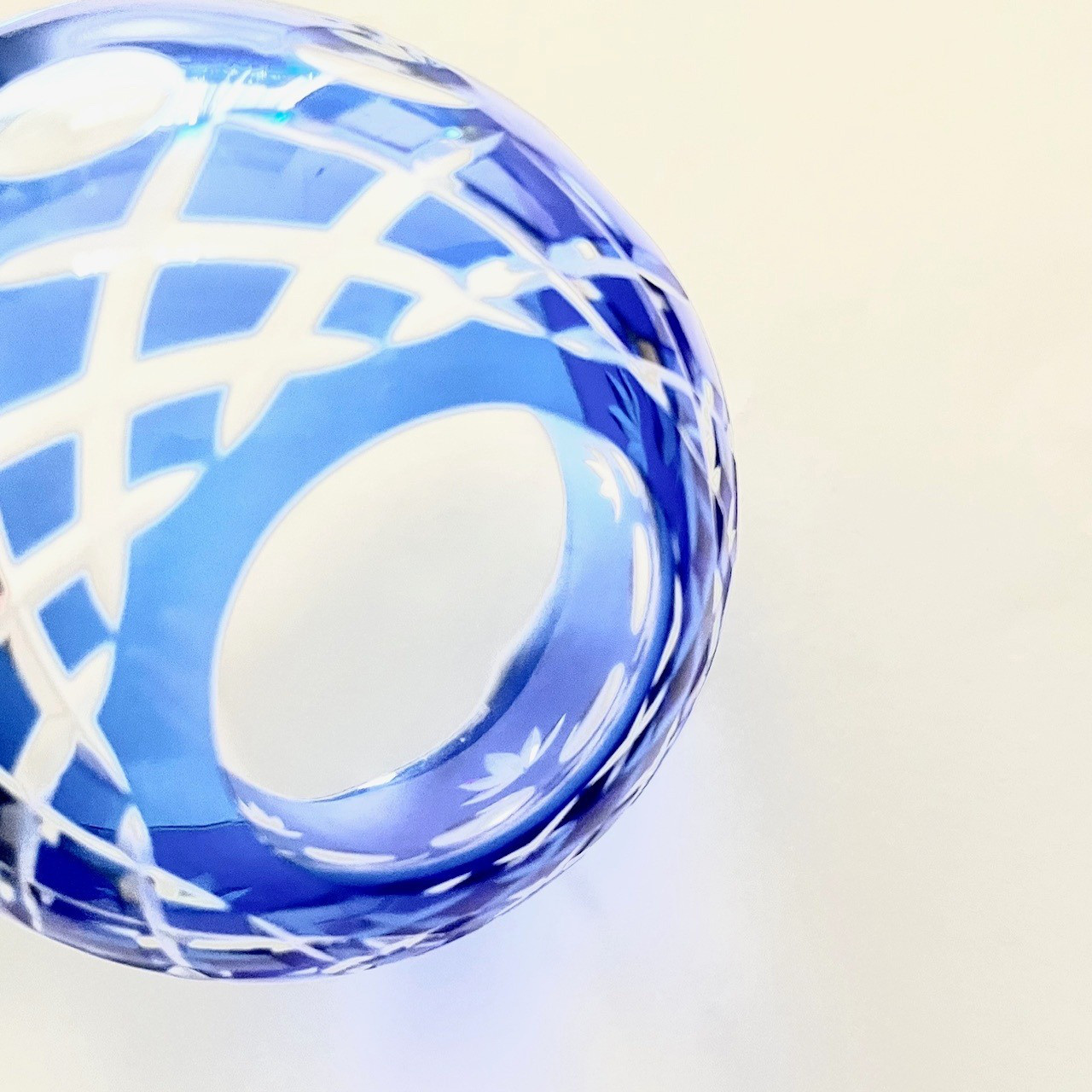 【江戸切子】ブルー 煎茶碗・冷茶碗 2客セット 昭和レトロ