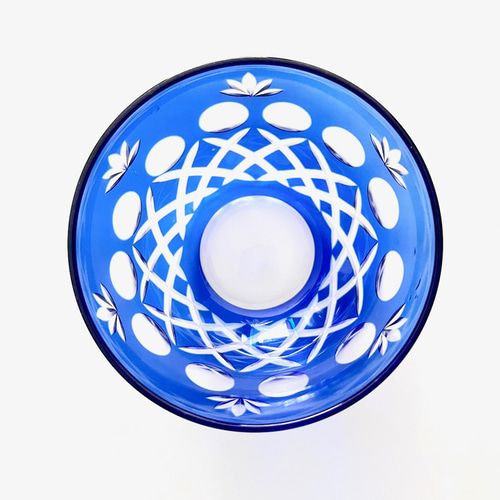 江戸切子】ブルー 煎茶碗・冷茶碗 2客セット 昭和レトロ お椀・ボウル