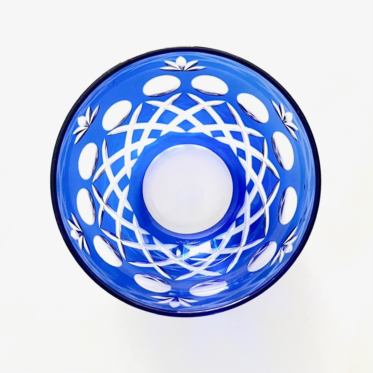 【江戸切子】ブルー 煎茶碗・冷茶碗 2客セット 昭和レトロ