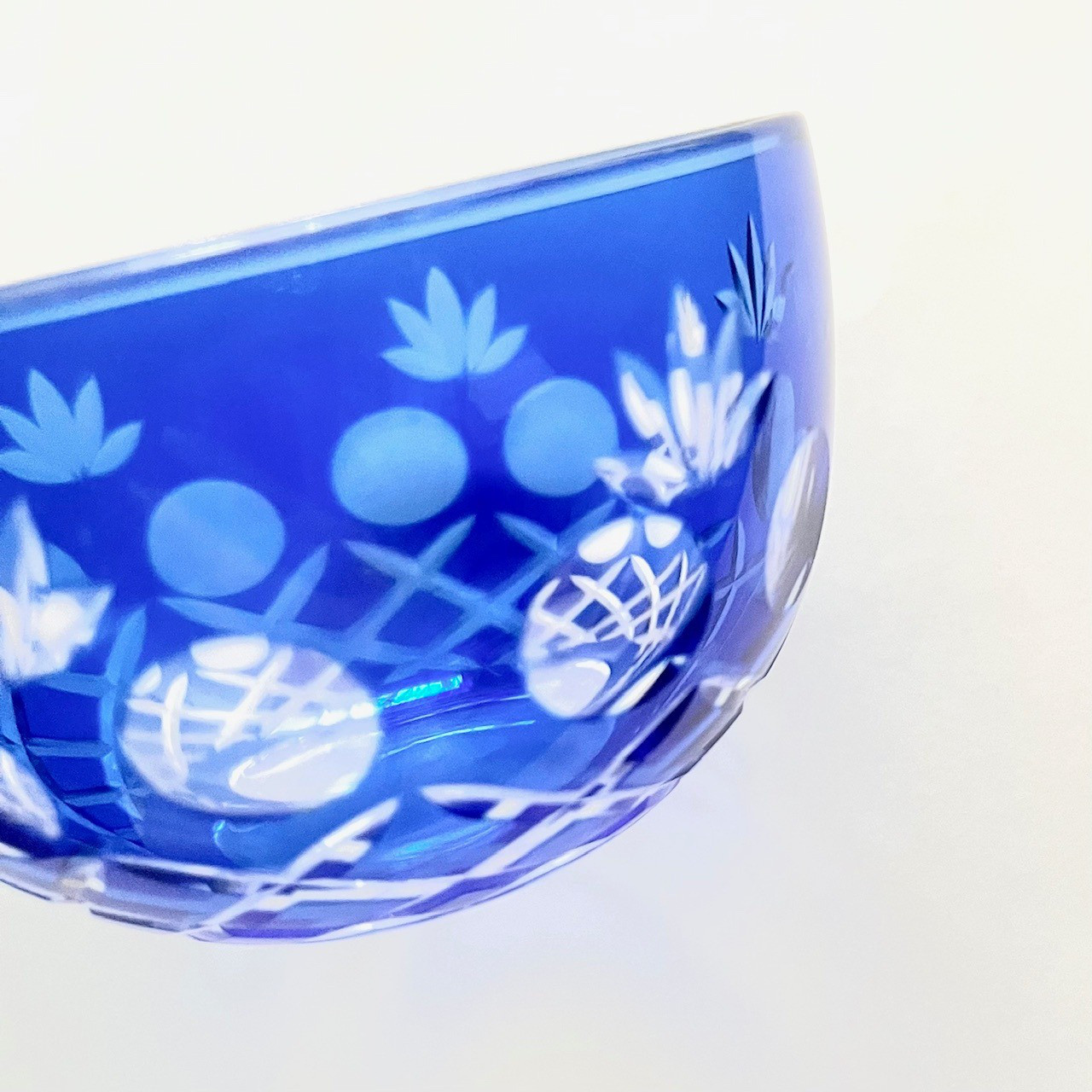 【江戸切子】ブルー 煎茶碗・冷茶碗 2客セット 昭和レトロ