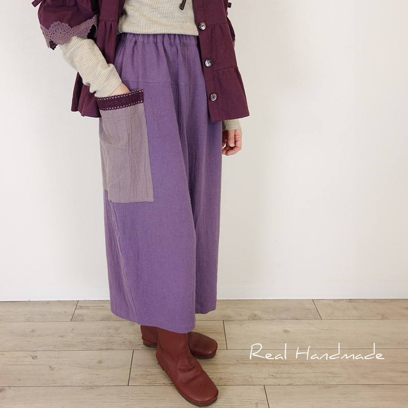 [予約販売] ワッシャーハーフリネングレープサイドポケットコクーンパンツ