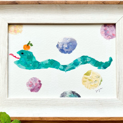 絵 絵画 白蛇 干支 開運画 アクリル画 原画 アート インテリア