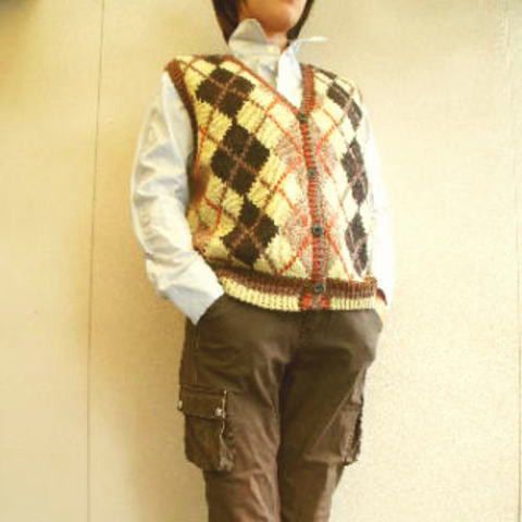 手編みアーガイルベスト 7,448円