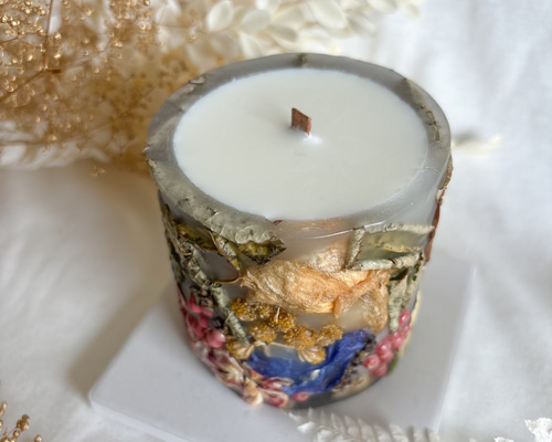 シックでモードなブラックのボタニカルキャンドル / プレゼント 簡単袋