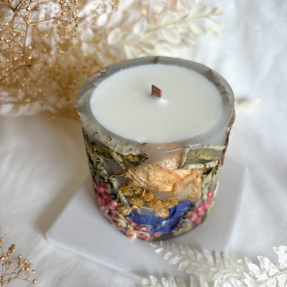 シックでモードなブラックのボタニカルキャンドル / プレゼント 簡単袋