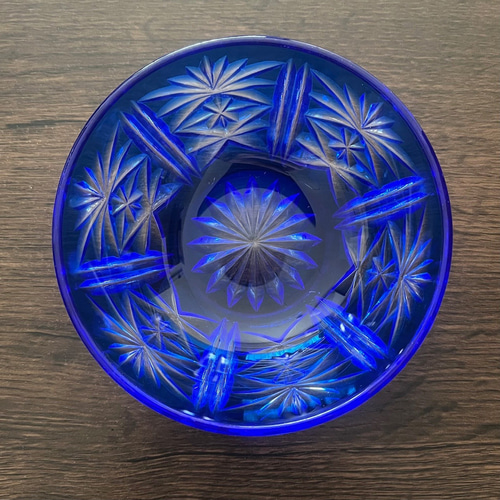 レトロ雑貨 昭和モダン 江戸切子 青 ブルー 小さな丼サイズ 1客 お椀