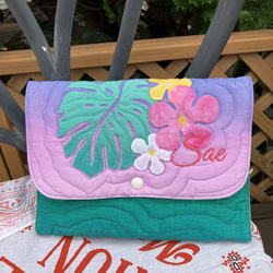 ピンクのプルメリアの手帳ケース　受注製作 10枚目の画像