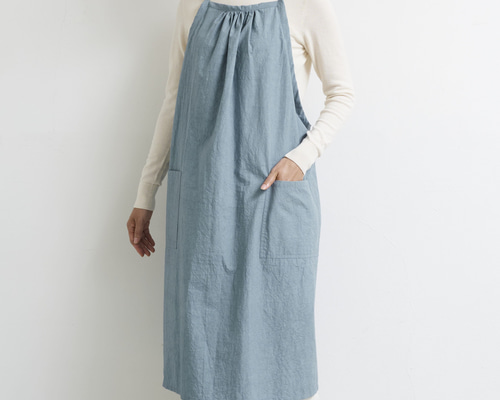 ギャザーエプロン TW / gather apron TW ブルー エプロン SUNNY