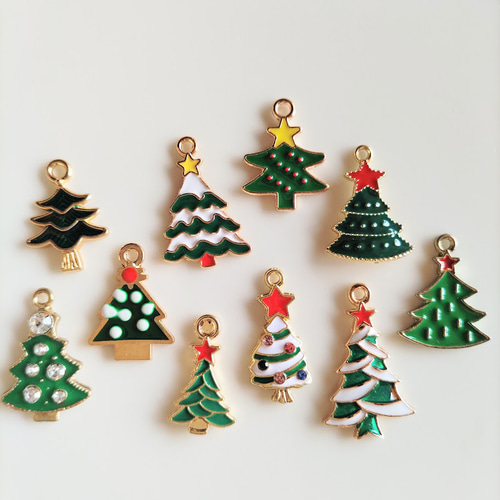 ♪Xmas♪ クリスマスツリー いろいろ10種類セット XS79 チャーム petit