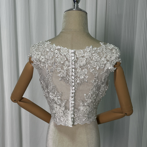 送料無料！ボレロ ラウンドネック ノースリーブ くるみボタン 前撮り  