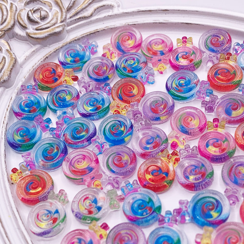 ネイルパーツ キャンディー カラフル ミックス 11mm 飴 お菓子 100個