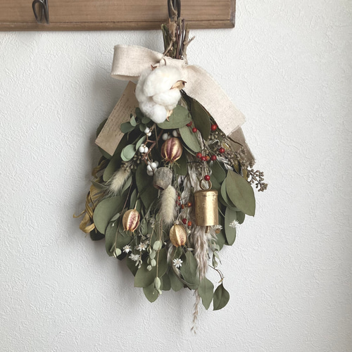 ドライフラワーリース　ドライフラワースワッグ　ユーカリリース ユーカリのリース》クリスマス/リース/ドライフラワー/贈り物