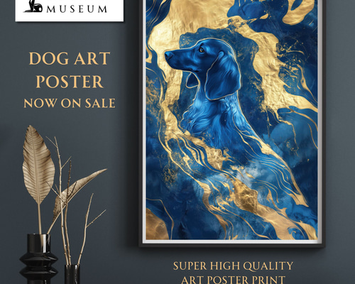 青と金 - ダックスフンド No.3】ペットロス・うちの子・記念日・アート