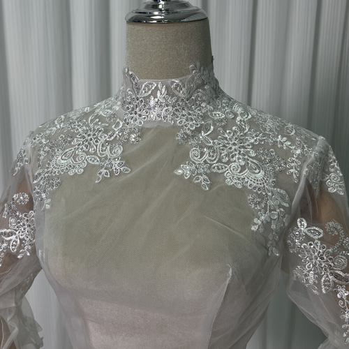 送料無料！ウエディングドレス ボレロ フレア袖 くるみボタン  