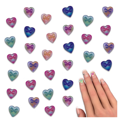 ネイルパーツ ハート リボン 10ｍｍ ミックス 100個 ラメ 蝶結び ぷっくり 3D デコパーツ BD4029 1枚目の画像