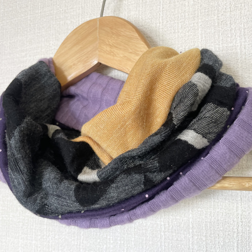 パープルハロウィン&オレンジブラック手作りハンドメイドネック  