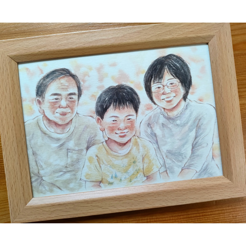 似顔絵オーダー 似顔絵 2L 還暦祝い イラスト 水彩 似顔絵オーダー 名入れ ギフト