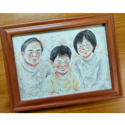 似顔絵 2L 還暦祝い イラスト 水彩 似顔絵オーダー 名入れ ギフト