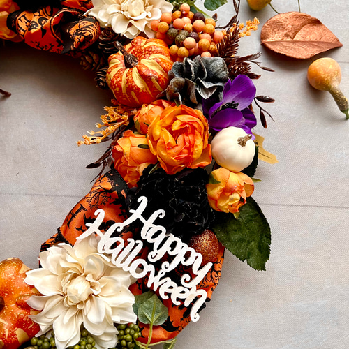 No.wreath-15553/ハロウィンリース24-(4)ジャックオランタン 40cm