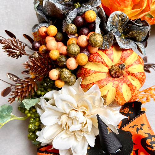 No.wreath-15553/ハロウィンリース24-(4)ジャックオランタン 40cm