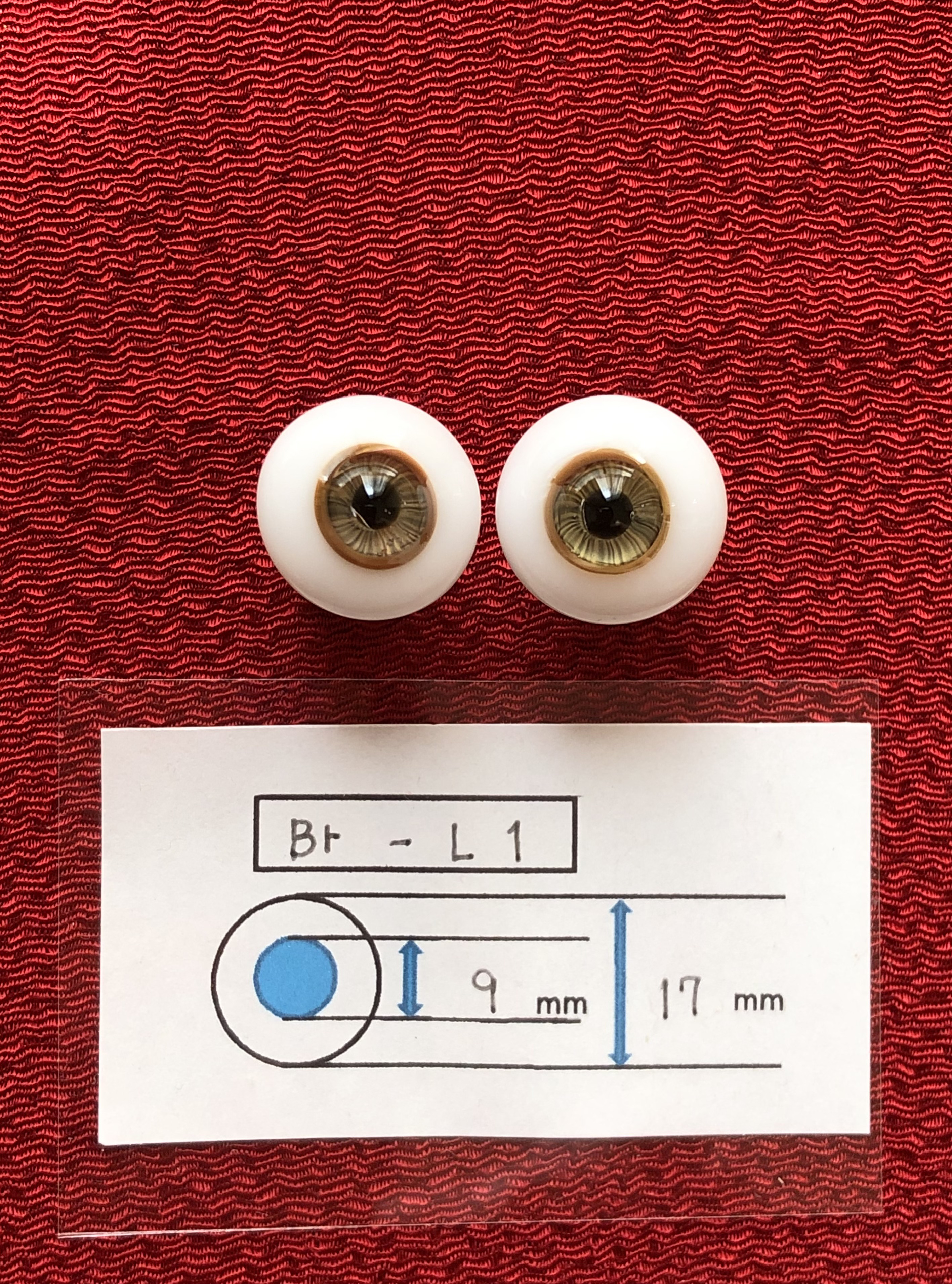 グラスアイGlass Eyes(瞳約9㎜外周約17㎜) 茶色【Br-L1】