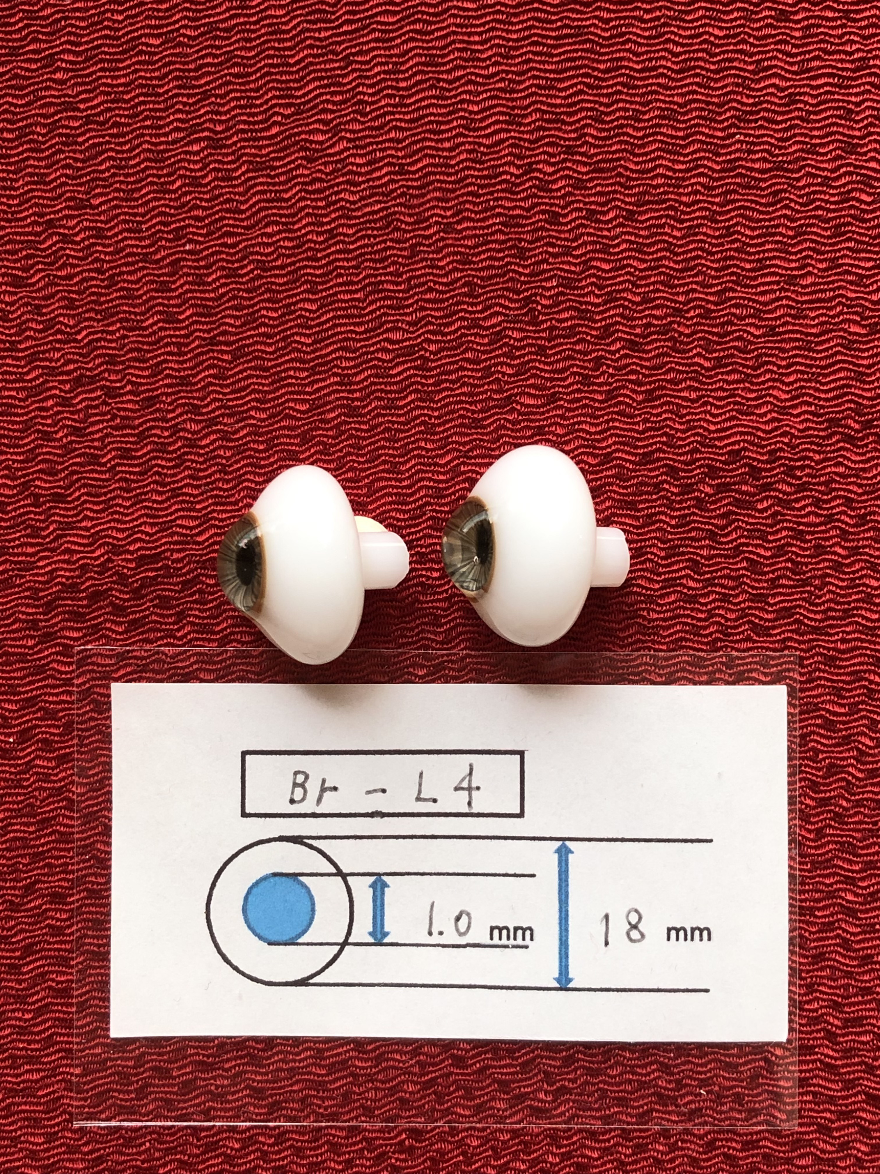 グラスアイGlass Eyes(瞳約10㎜外周約18㎜) 茶色【Br-L4】