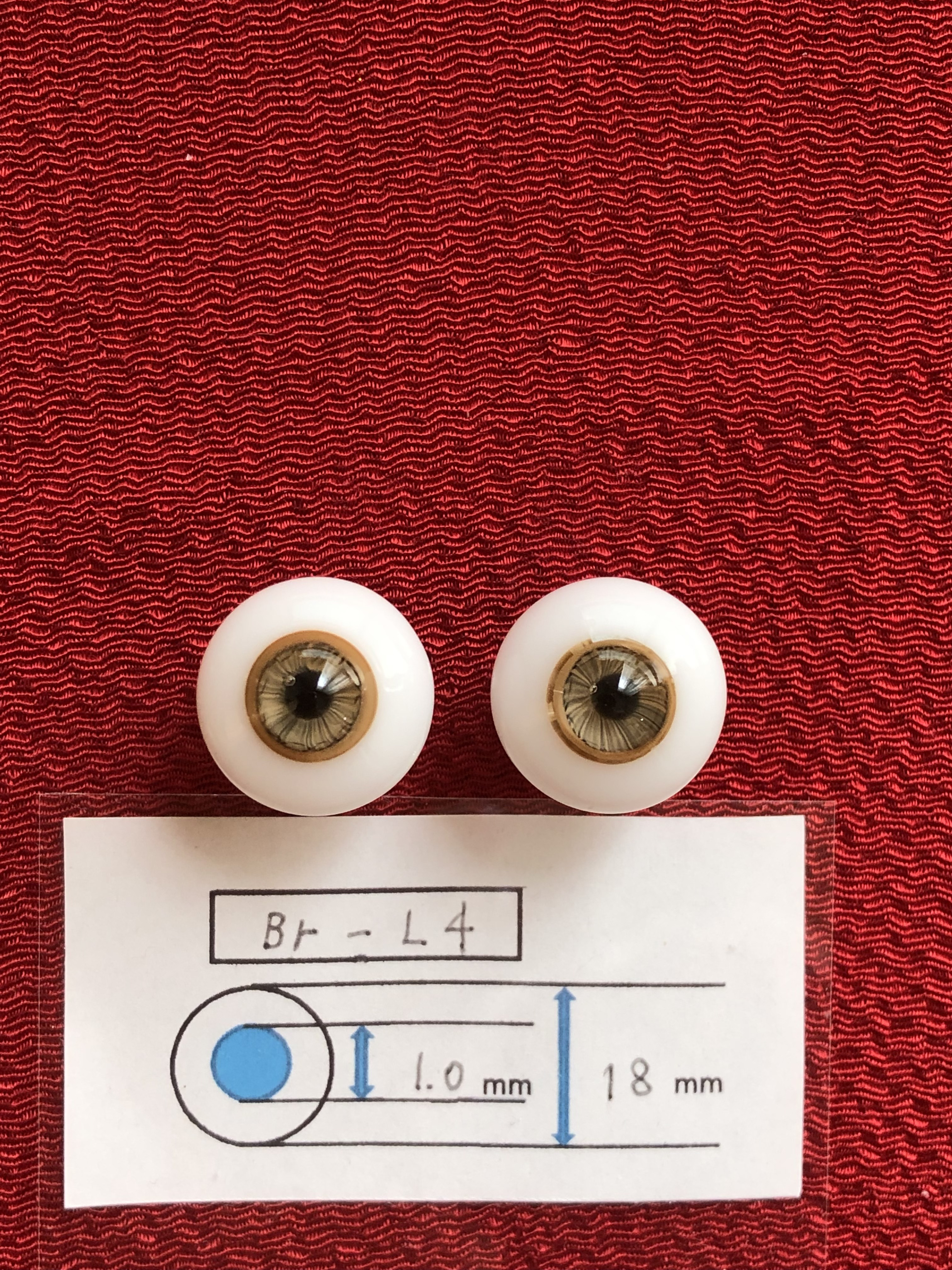 グラスアイGlass Eyes(瞳約10㎜外周約18㎜) 茶色【Br-L4】