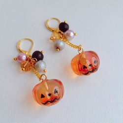 送料無料】レジン ハロウィン ジャックランタン かぼちゃ 秋 パール