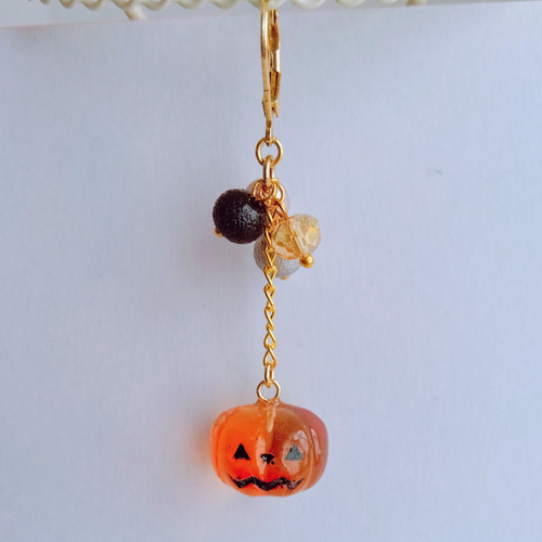 No.615-B　ハロウィン☆レジンピアス・イヤリング(カボチャ) No.615-B ハロウィン☆レジンピアス・イヤリング(カボチャ) No.615-B