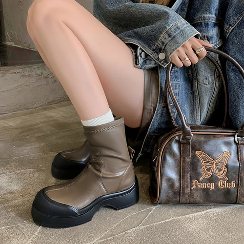 2024秋冬新ラウンドデザイン厚底長靴22-24.5サイズ 4936 ブーツ clear