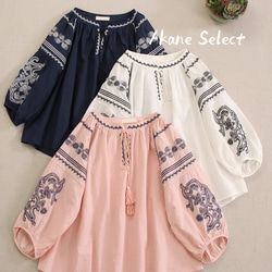 「やわらかに、凛と」すずらん揺れる刺繍ブラウス やわらかに、凛と」すずらん揺れる刺繍ブラウス / ホワイト、ブラック